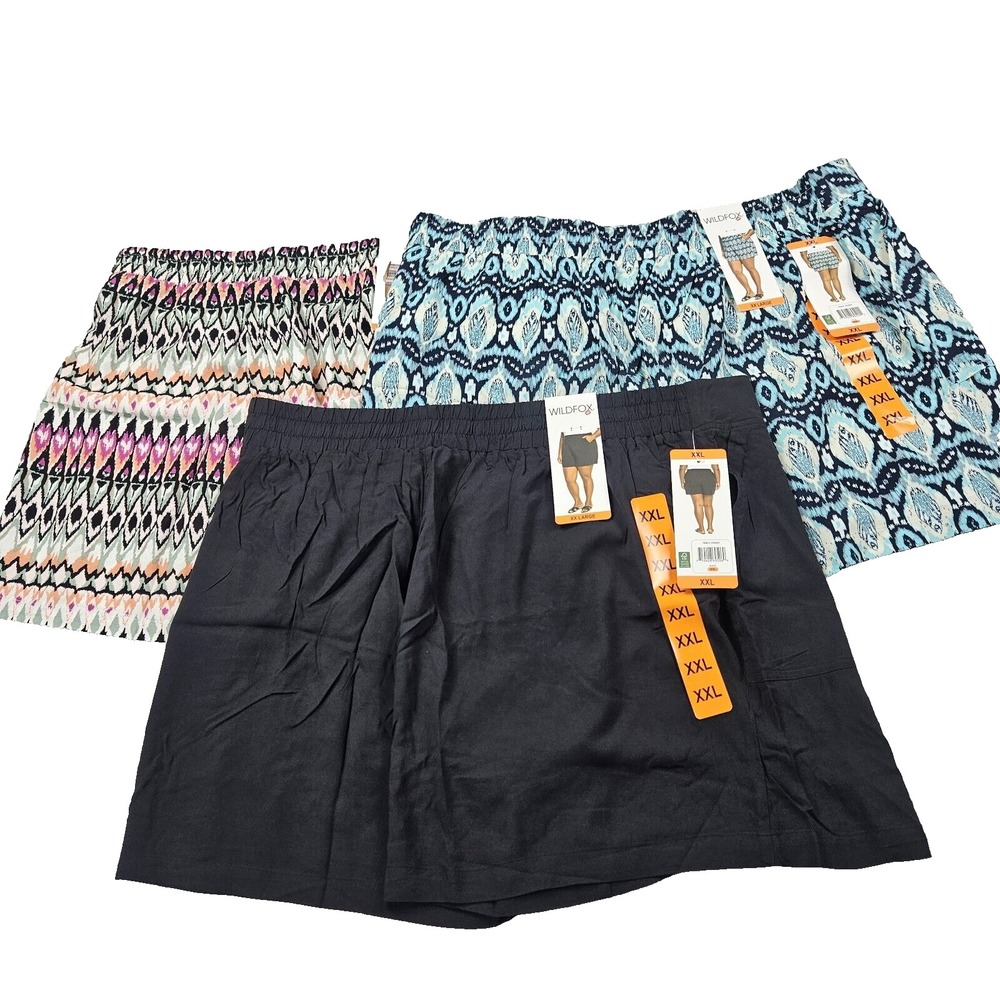 Wildfox Womens Relaxed Fit Pull-On Shorts Pockets Size XXL 2XL Set of 3 NWT
